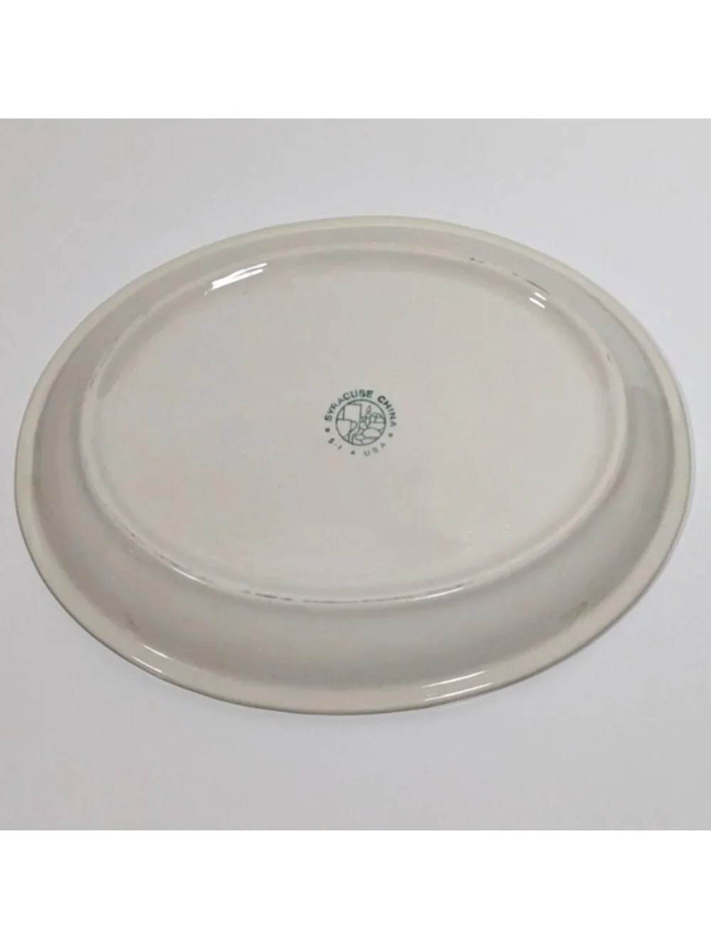 Syracuse China Oval Dinner Plate Brown Gradient Scalloped Edge Vintage USA Cinna